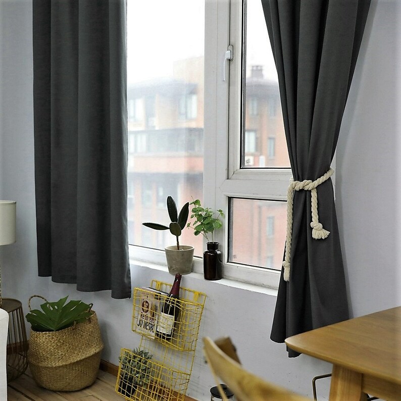 Linen Curtain 52'' Black Out Linen Curtain Etsy