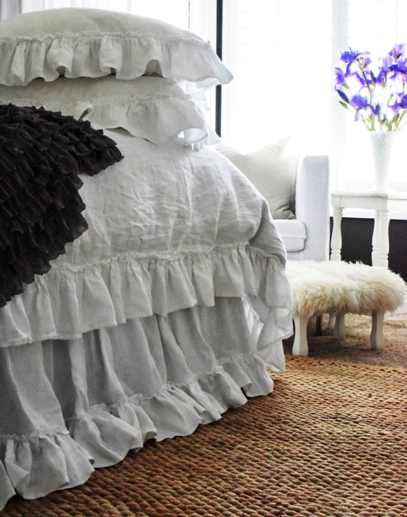Linen Bed Skirt. Queen Size Bedskirt. Ruffled Bed Skirt. Etsy