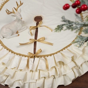 Christmas Velvet tree skirt with ruffles in 3 colors Ivory, Red and Red Burgundy. Available size