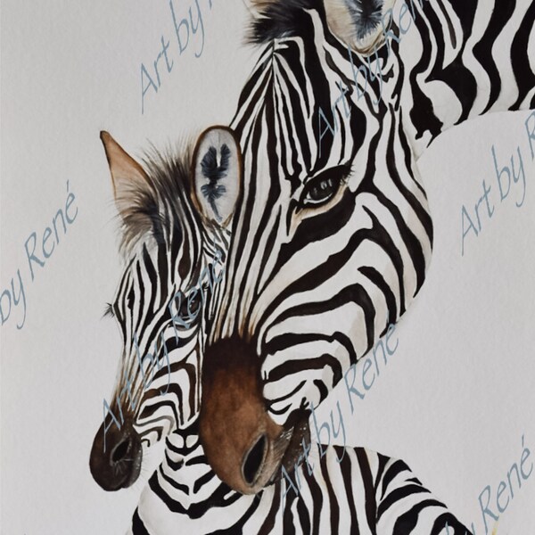 Zebras, Home Decor, Wall hanging, watercolor, wildlife, art, painting