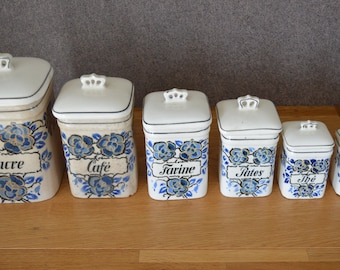 6 vintage spice jars