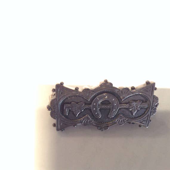 Victorian equestrian box pin sterling - image 4