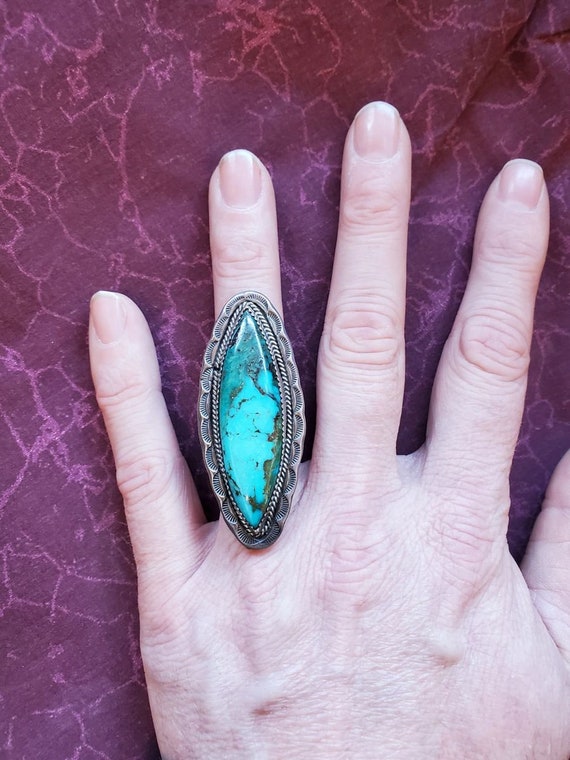 Early native American turquoise pawn ring