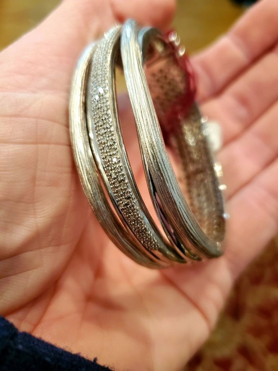 Sterling silver and diamond bracelet - image 2