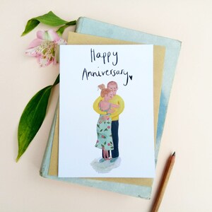 Tarjeta A6 de feliz aniversario, tarjeta en blanco, tarjeta de amor, tarjeta de aniversario para él, tarjeta de aniversario para ella, tarjeta para parejas