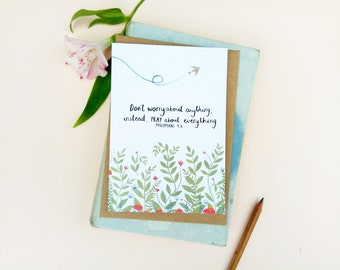 A6 Card - Don't Worry About Anything, Philippians 4 : 6, Blank Card, Christian Card