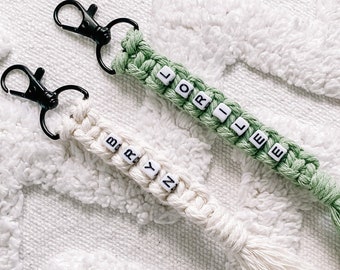 Macrame Name Keychain | Cute Personalized Key Chain | Bridesmaid Maid of Honour Best Friend Names Gift