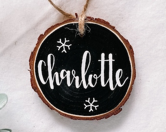 Personalized Christmas Ornaments | Hand Painted Wood Ornament | Name Family Custom Gift | Holiday Decoration