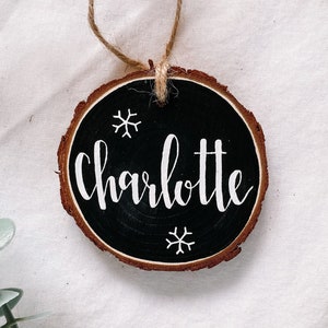 Personalized Christmas Ornaments | Hand Painted Wood Ornament | Name Family Custom Gift | Holiday Decoration