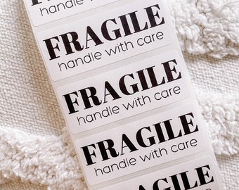 Fragile handle with care Stickers | Packaging Sticker | Thermal Labels | Small Business Label | Shipping Do Not Bend