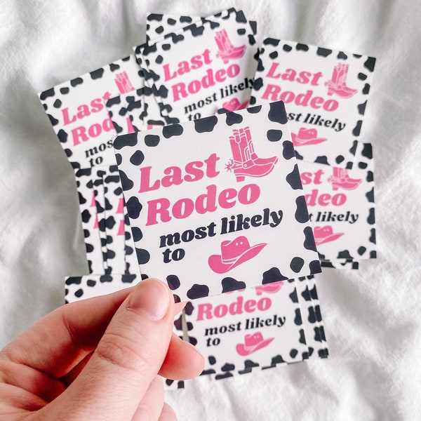 Bachelorette Party Drinking Game | Last Rodeo Cow Print Bach Games | Most Likely To Cowgirl