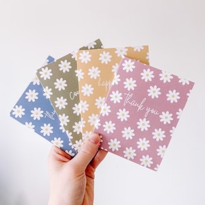 Paquet de 4 cartes de vœux | Daisy Assortiment All Occasion Card | Jeu de cartes