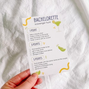 Tarjeta de búsqueda del tesoro de despedida de soltera / Margaritas y juegos temáticos de matrimonio / Juego de boda Bach Margarita Limes