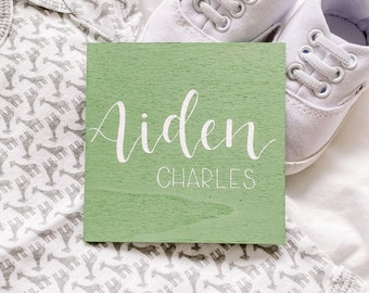 Baby Name Reveal | Personalized Hand Painted Baby's Birth | Newborn Birth Announcement | Names Sign | Custom Plaque