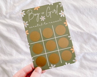 Gender Reveal Scratch Card | Tic Tac Toe Baby Girl or Boy