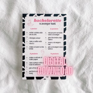 Descarga digital Bachelorette Scavenger Hunt Card / Last Rodeo Cowgirl Theme Party Games / Wedding Bach Drinking Game