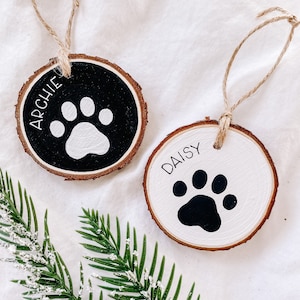 Cat Hand Painted Paw Christmas Ornament | Wood Personalized Cats Name Gift | Cat Lover