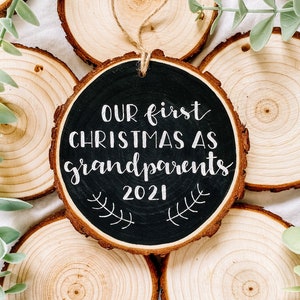 First Christmas as Grandparents Pregnancy Reveal Christmas Wood Painted Ornament image 1