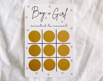 à gratter selon le sexe | Tic tac-toe bébé fille ou garçon | Or blanc