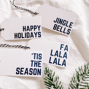 12 étiquettes-cadeaux de Noël | Étiquette simple noir et blanc | Etiquettes pour cadeaux de Noël minimaliste