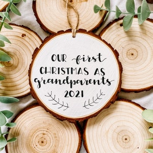 First Christmas as Grandparents Pregnancy Reveal Christmas Wood Painted Ornament image 4