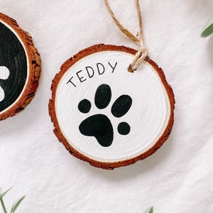 Dog Hand Painted Paw Christmas Ornament Wood Personalized Dog Name Gift Dog Lover image 4