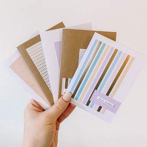 5 paquets de cartes de vœux assorties | Carte de sympathie de félicitations d’anniversaire | Mignon Simple Blanc