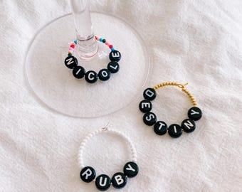 Custom Wine Glass Charms | Black White Gold | Party Charm