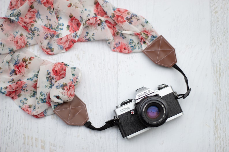 dslr slr photographer gift photography gift for her scarf camera strap camera accessory roses Camera strap floral camera strap