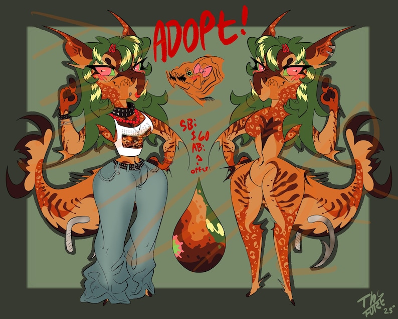 Piranha Fursona Adopt - Alt cute grunge girl
