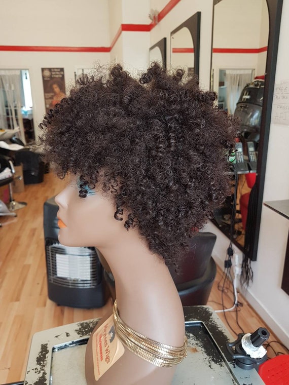 Tapered curly wig in colour 4. Synthetic hair Etsy