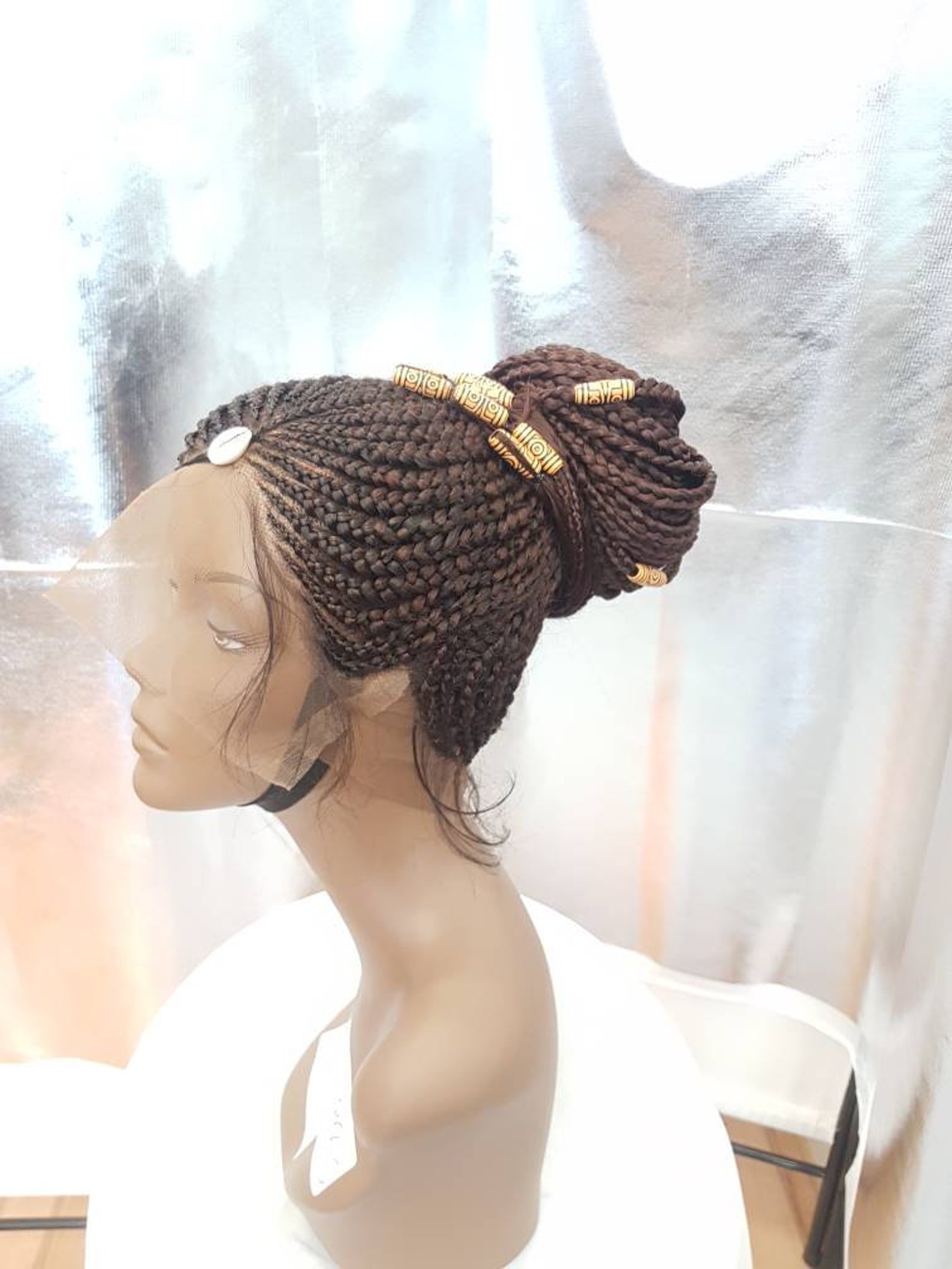 360 Frontal Tribal Cornrow Braided Wig in Colour 33. Lenght 28 Inches ...