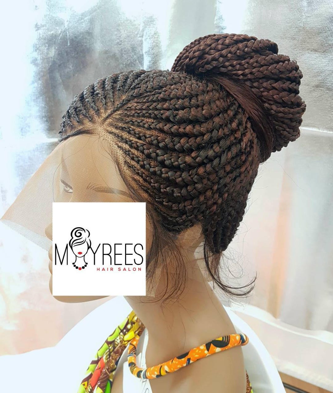 360 Frontal Tribal Cornrow Braided Wig in Colour 33. Lenght 28 Inches ...