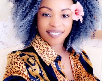 Grey Afro wig salt n pepper