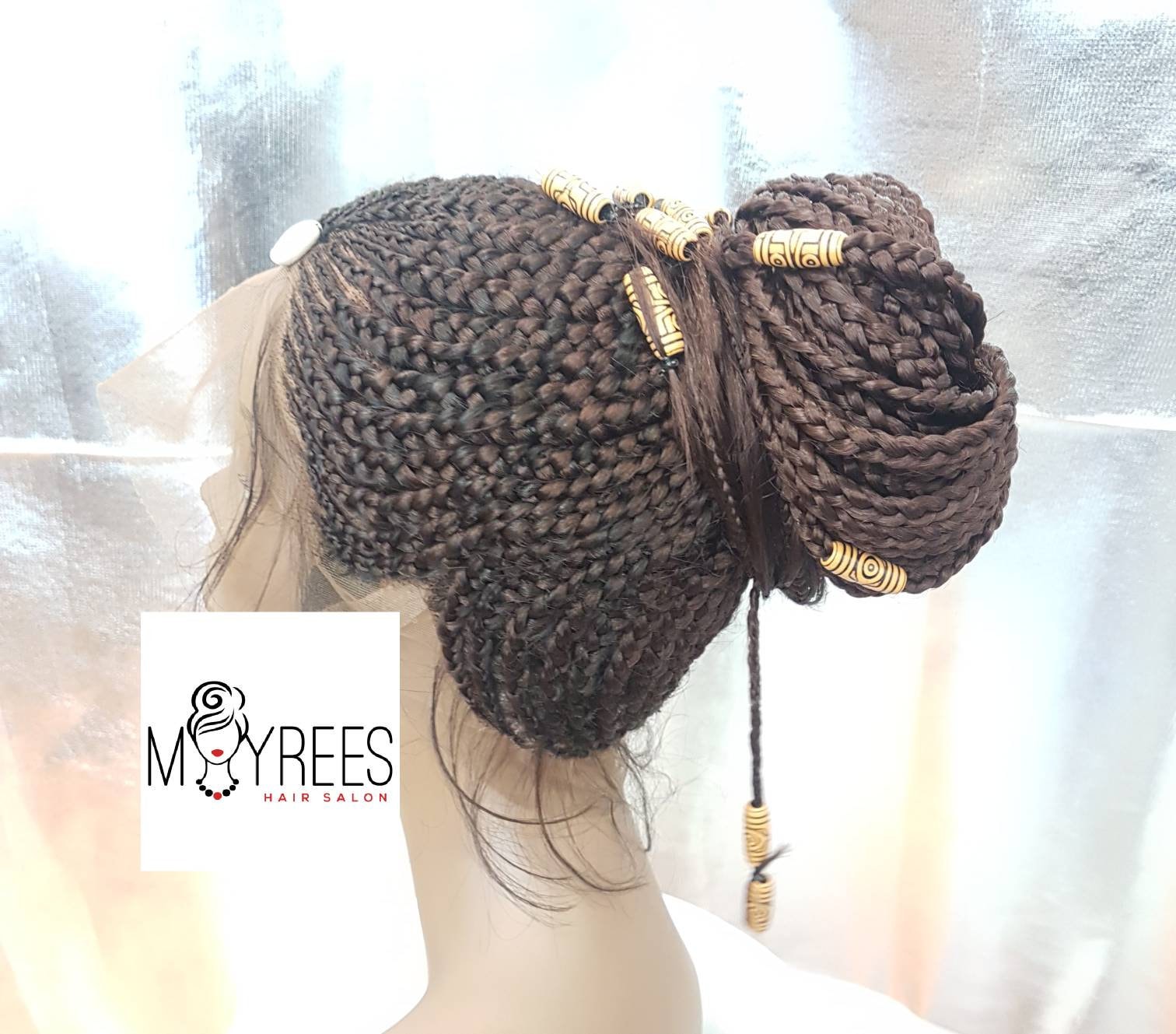 360 Frontal Tribal Cornrow Braided Wig in Colour 33. Lenght 28 Inches ...