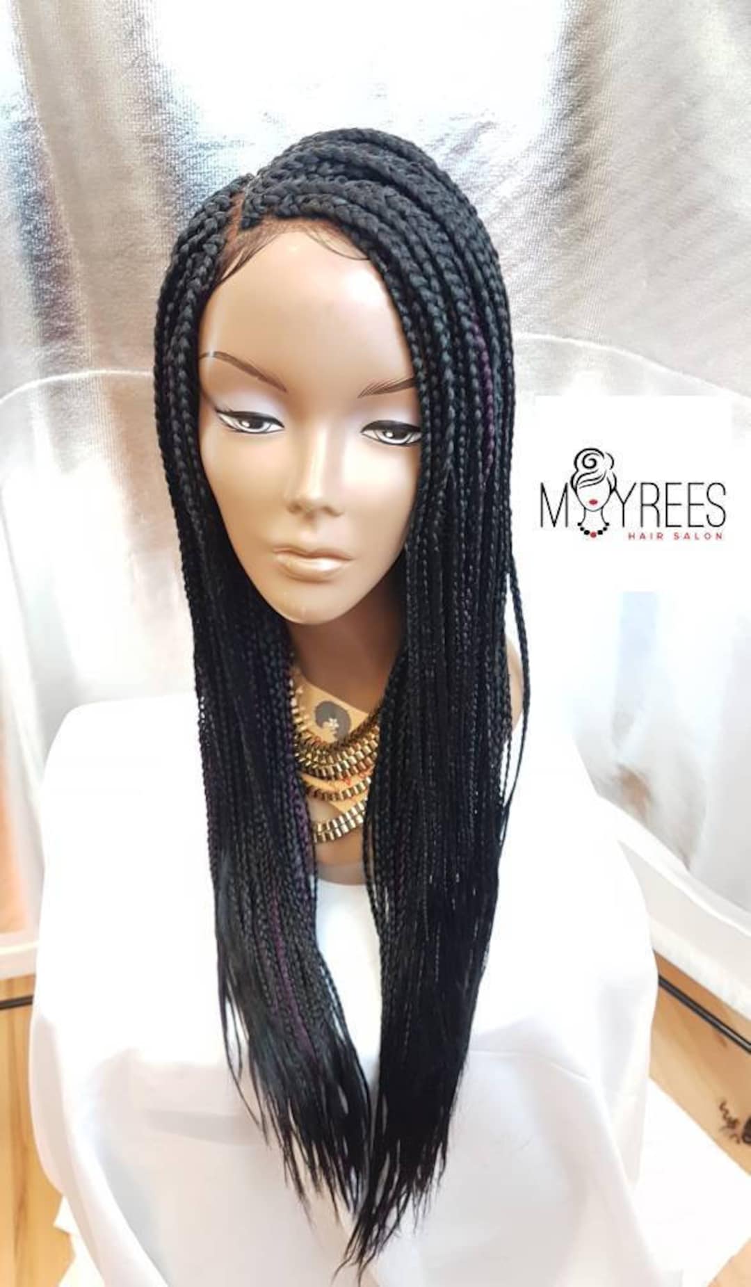 Hand braided box braids wig with lace closure small size Etsy 日本