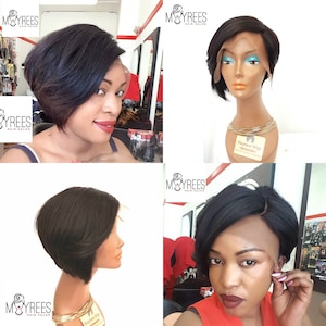 Lace frontal pixie bob with virgin hair
