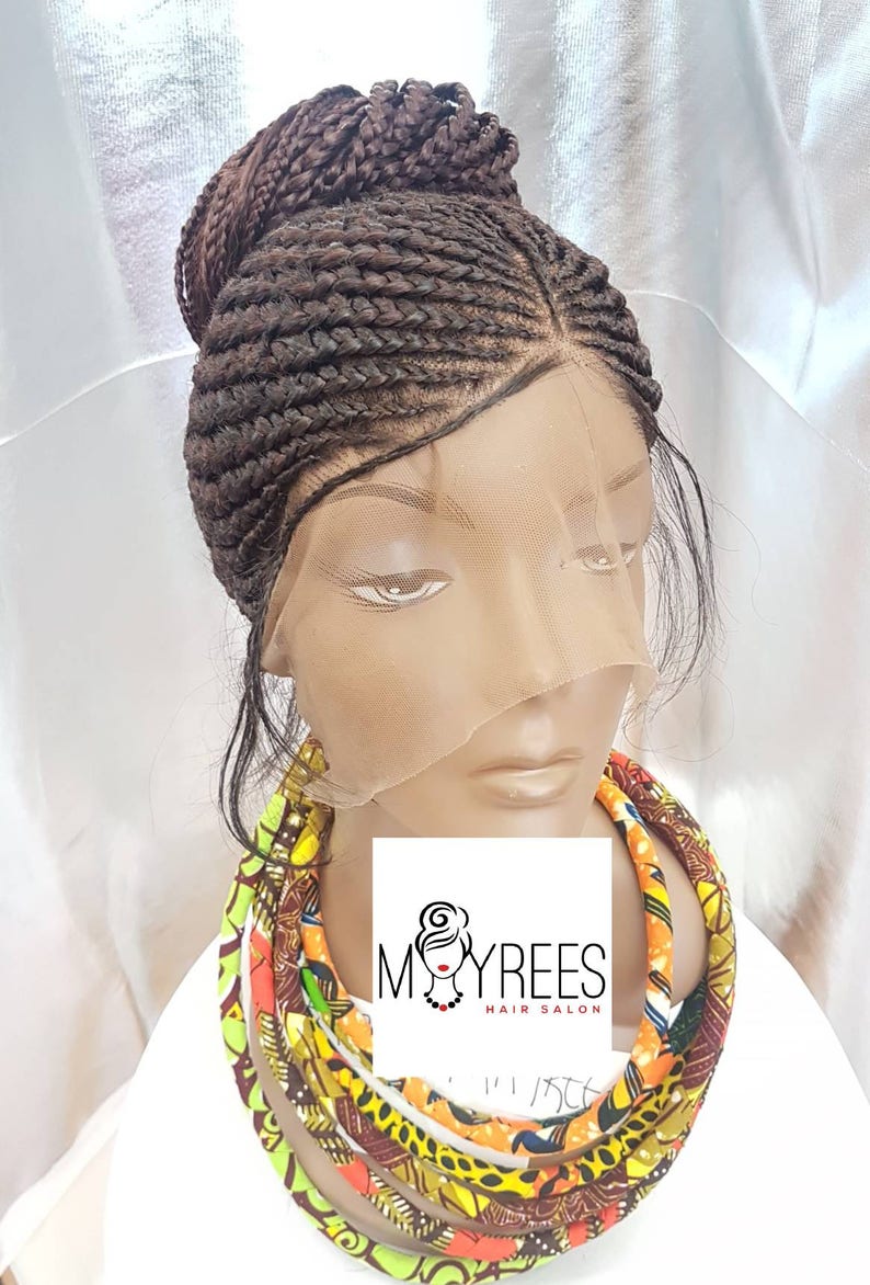 360 Frontal Tribal Cornrow Braided Wig in Colour 33. Lenght 28 Inches ...