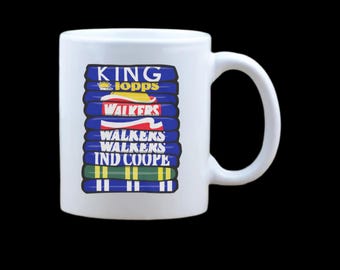 Caneca com as camisas antigas do Leicester City FC