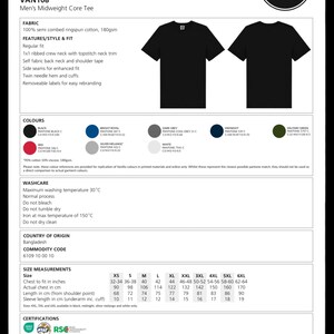 K&ouml;nnte beinhalten: Schwarze T-Shirts mit Rundhalsausschnitt und dem Logo "VANILLA". Hergestellt aus 100 % halbgek&auml;mmter Ringspinn-Baumwolle, 180 g/m&sup2;. Merkmale: regul&auml;re Passform, gerippter Rundhalsausschnitt und Doppelnadel-Saum. Erh&auml;ltlich in den Gr&ouml;&szlig;en XS bis 6XL. Brustumfang in cm: 90 bis 170.