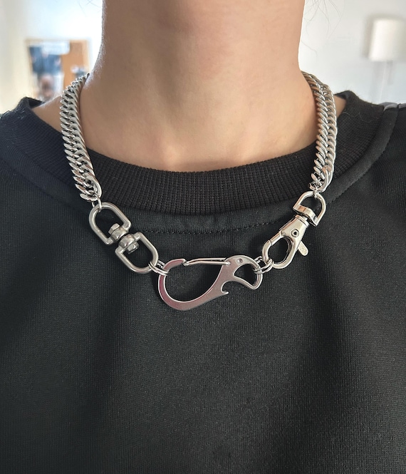 Grunge Chain Necklace Reclaimed Vintage Unisex Grunge Square Cross