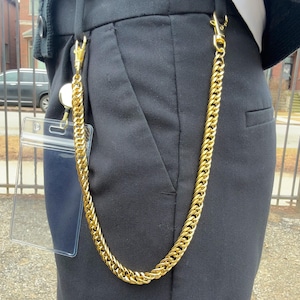 Cadena para cinturón con trabillas para pantalones, insignia de identificación, estilo gótico corporativo, cadenas punk, grunge de los 90, cadena para billetera, portaidentificación, carrete retráctil para insignia, regalo gótico, emo para personas mayores, vanguardista.