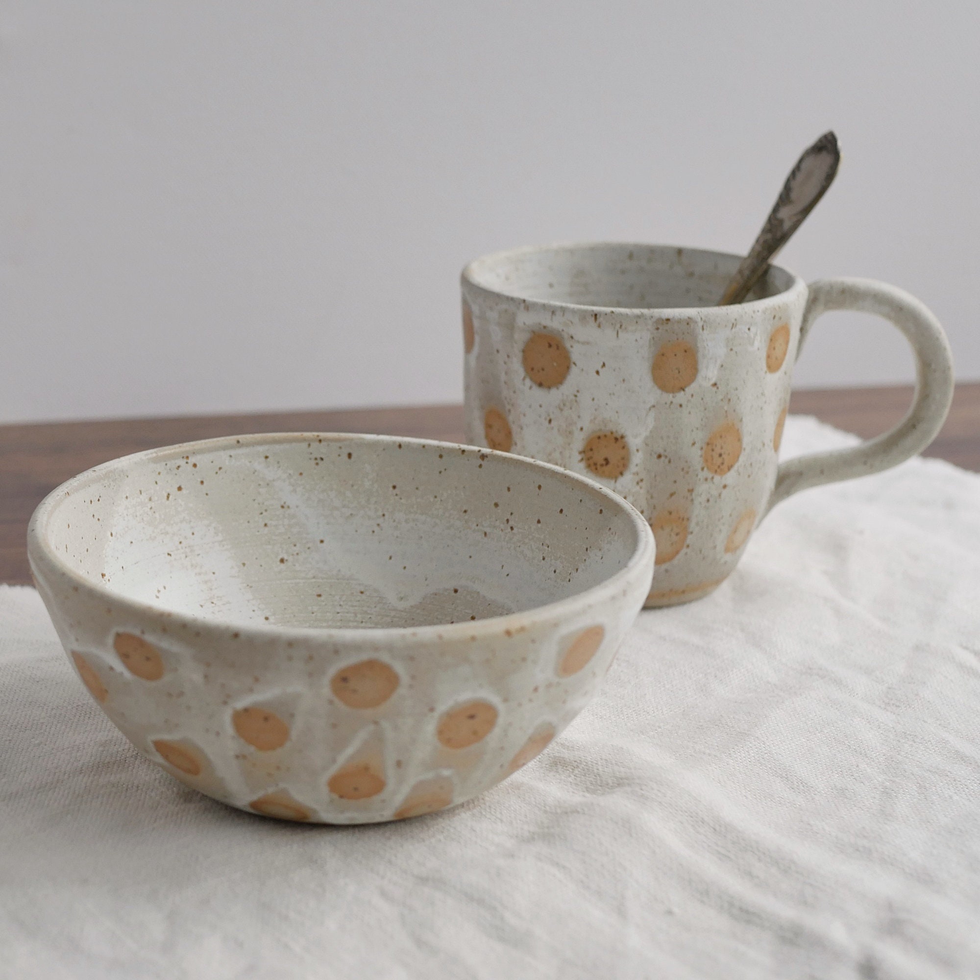 Coffee mug pottery cereal bowl breakfast gift set for Etsy