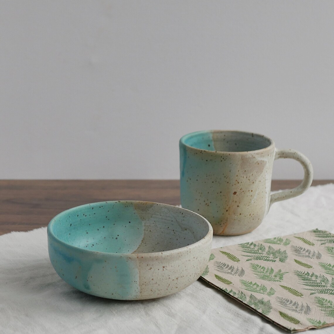 Coffee mug pottery cereal bowl breakfast gift set for Etsy