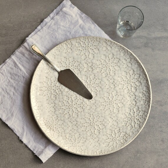 MADE TO ORDER large pottery cake serving plate 33 cm/13 inch Etsy