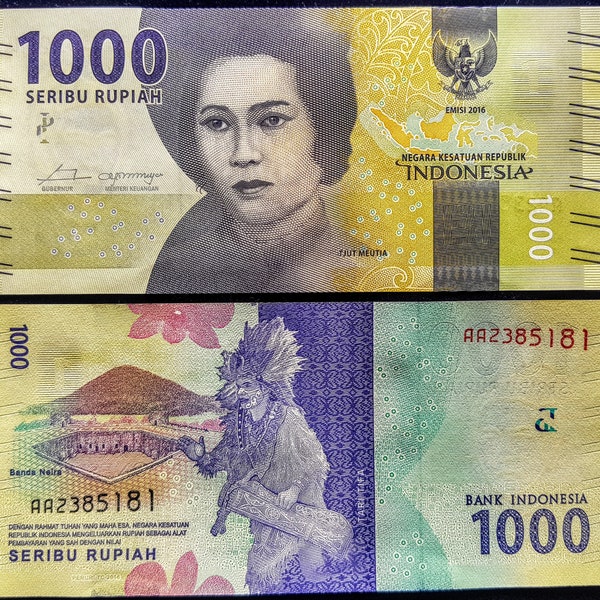 Collectible Banknote From Indonesia -1000 Rupiah from 2016, Perfect Gift, Display, Collage, Start or Top-Up your Notes Collection,Vintage
