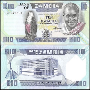 ZAMBIA - 10 KWACHA - 1980-1988
