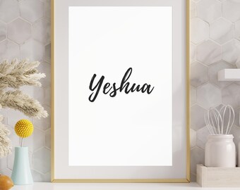 Bibelversposter | Yeshua | Minimalistisk målning | Väggkonst | Gud frälser | Kristen poster