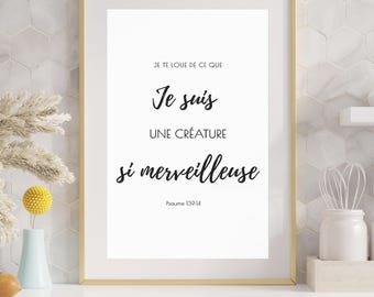 Bibelversposter | Psalm 139 | Minimalistisk målning | Väggkonst | Så underbar | Kristen poster