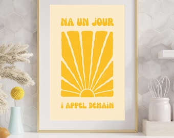 Kreolsk väggposter från Réunion | NA UN JOUR | Ring imorgon | Minimalistisk målning | Väggtryck | Poster från Réunion |